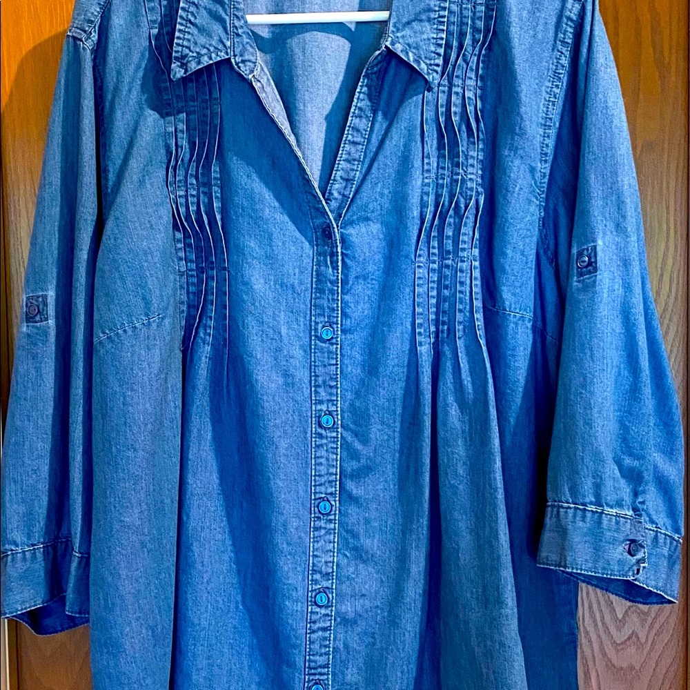 Gloria Vanderbilt Chambray Tunic, Size XXL